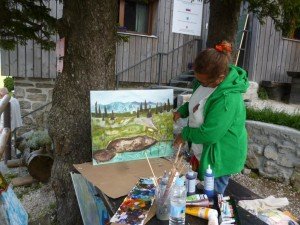 Me and my cowpat painting. Photo by Ana Divkovic