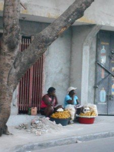 Vendors setting up for the day's sales in Petion Ville